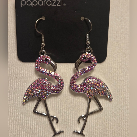 Pink Flamingo Sparkle Earrings - Picture 3 of 3